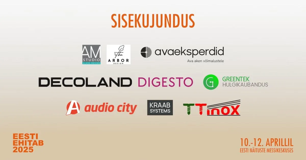 Sisekujunduse partnerite plakat, sealhulgas KRAAB SYSTEMS